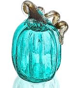 Hand-Blown Glass Pumpkin Figurine Collectibles Table Accent for Home Decor Fall Harvest (6 inch T...