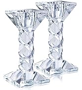 2 Pack Crystal Candle Holder 4'' Height Glass Candlesticks Dinner Table Decor Wedding Centerpiece...