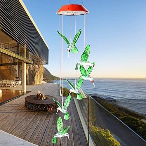 Campanilla de viento solar de colibrí al aire libre, regalo para papá, mamá, abuela, esposa, hija, hermana, tía, abuela, mujeres, decoración al aire libre para patio, jardinería - Image 83