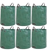 JERIA 6-Pack 72 Gallons Reusable Garden Waste Bags with 4 Handles ,Lawn Pool Garden Heavy Duty Wa...