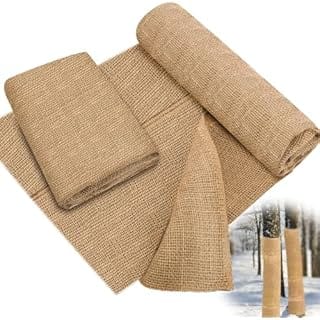Buryeah Winter Burlap Fabric Roll Burlap Garden Fabric Natural Jute Weed Barrier Fabric Burlap Cloth for Outdoor Garden Plants Tree Covering Runner Landscaping Wedding Party Decor (60 Inch x 50 Ft)