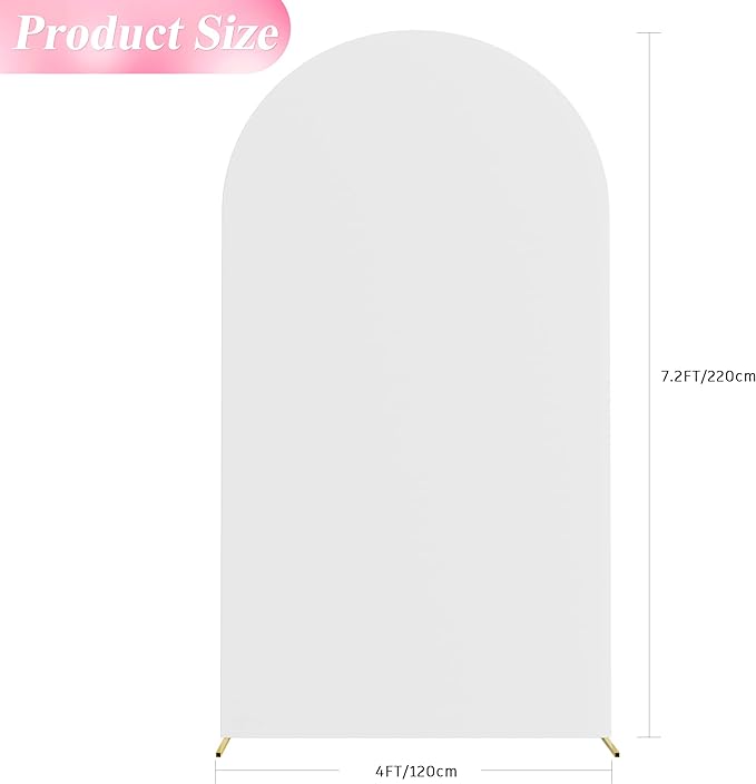 Wokceer 7.2FT Wedding Arch Cover Spandex Fitted Wedding Arch Stand Covers Round Top Chiara Backdrop Cover for Birthday Party Ceremony Banquet Decoration White - Image 2