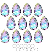 12 Pieces 50mm Crystal Prisms Chandelier Colorful Bauhinia Ornament Pendants Rainbow Maker Hangin...