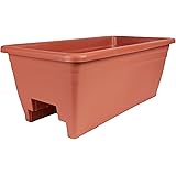 The HC Companies 24 Inch Deck Railing Planter Box - Decorative Lightweight Weatherproof Plastic Plant Pot for Outdoor Balcony