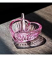 Crystal Glass Heart Ring Holder Dish (pink)