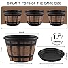 Plant Pots Set of 3 Pack 10 inch,Whiskey Barrel Planters with Drainage Holes & Saucer.Plastic Decoration Flower Imitation Wine Design,Canbe for Indoor Outdoor Garden Home Plants ( Brown) - Image 2