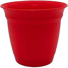 The HC Companies 6 Inch Eclipse Round Planter with Saucer - Indoor Outdoor Plant Pot for Flowers, Vegetables, and Herbs, Stra