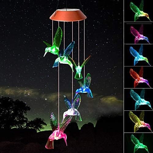 Campanilla de viento solar de colibrí al aire libre, regalo para papá, mamá, abuela, esposa, hija, hermana, tía, abuela, mujeres, decoración al aire libre para patio, jardinería - Image 10