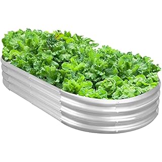 MYFAMIREA Galvanized Raised Garden Bed Outdoor, 6×3×1 FT Metal Raised Planter Box for Garden, Simple to Assemble Galvanized Garden Large Box for Vegetables, Flowers, Fruits