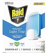 Raid Essentials Flying Insect Light Trap Starter Kit, 1 Plug-in Device + 1 Cartridge, Featuring L...
