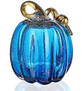 6" Height Hand Blown Glass Pumpkin Figurine Collectibles Home Table Accent for Fall & Harvest Tha...
