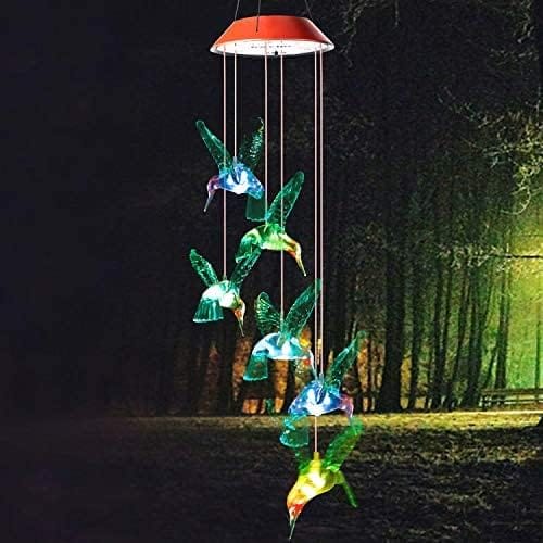Campanilla de viento solar de colibrí al aire libre, regalo para papá, mamá, abuela, esposa, hija, hermana, tía, abuela, mujeres, decoración al aire libre para patio, jardinería - Image 79