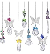 8pcs Crystal Suncatchers with Crystal Prisms Butterflies Rainbow Maker Chandelier Pendant Garden ...