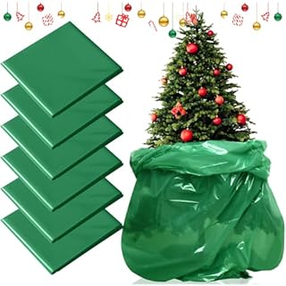 Windyun 6 Pcs Christmas Tree Bag 9 x 6 ft Christmas Tree Disposal Bag Christmas Tree Cover Christmas Tree Storage Bag for Trees up to 9 Feet Tall(Green)