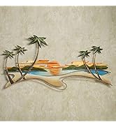 Touch of Class Caribbean Sunset Wall Sculpture One Size - Metallic - Palm Tree Metal Art - Handcr...