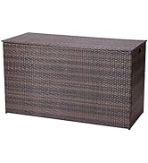 Teamson Home 154 Gallon Wicker Patio Storage Box, Water Resistant Household Storage, Outdoor Deck...