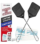 Leather Fly Swatter Manual 2pk with 4 Window Fly Traps. Extremely Heavy Duty Fly Swatter Heavy Du...