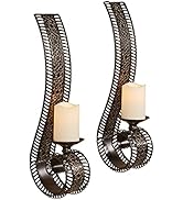 Charleston Scroll Wall Sconces Bronze Pair - Set of 2 - Traditional Antique - Ornate Lace-Like Sc...