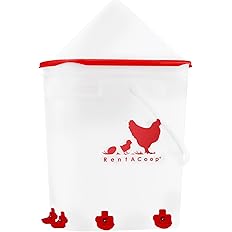 RentACoop 5 Gallon Chicken BPA-Free Plastic Bucket Waterer Set with 4 Horizontal Nipples - Corner Placement