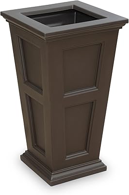 Mayne Fairfield 28in Tall Planter - Espresso - 16in L x 16in W x 28in H - Polyethylene - Built-in Water Reservoir (5829-ES)