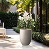 Kante 21.7" H Weathered Concrete Tall Planter, Large Outdoor Indoor Decorative Pot with Drainage Hole and Rubber Plug, Modern Round Style for Home and Garden - Image 3