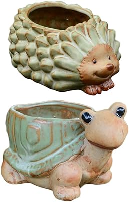 Cabilock Wedding Table Decor Indoor 2 Pcs Ceramic Succulent Planter Pot Small Turtle Hedgehog Flower Pot Mini Planting Pot Plants Containers for Home Indoor Office Garden Decor Outdoor