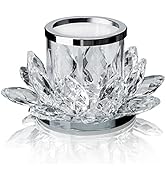 Clear Lotus Flower Candle Tealight Holder Candlestick,Set of 2，Votive Candle Holder
