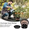 Plant Pots Set of 3 Pack 10 inch,Whiskey Barrel Planters with Drainage Holes & Saucer.Plastic Decoration Flower Imitation Wine Design,Canbe for Indoor Outdoor Garden Home Plants ( Brown) - Image 3