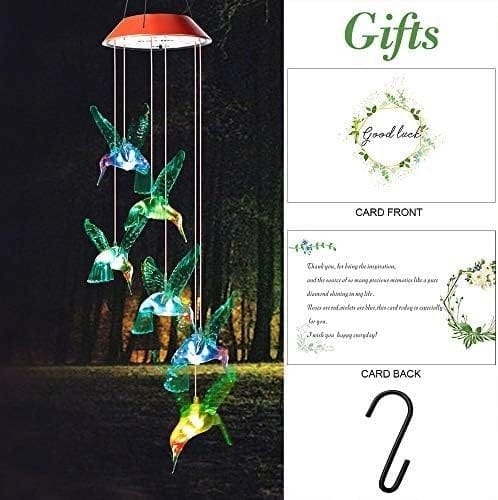 Campanilla de viento solar de colibrí al aire libre, regalo para papá, mamá, abuela, esposa, hija, hermana, tía, abuela, mujeres, decoración al aire libre para patio, jardinería - Image 64