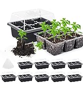 MIXC 10 Set Seedling Trays Seed Starter Kit, 60 Large Cells Mini Propagator Plant Grow Kit with H...