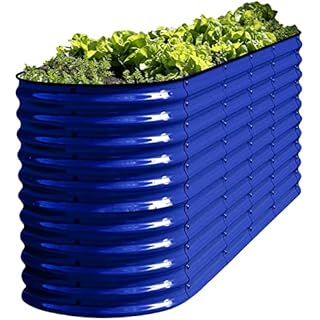 OLLE Galvanized Raised Garden Beds Outdoor Plant Boxes Outdoor Garden 32" Tall Metal Raised Garden Bed 12-in-1 Garden Beds Outdoor for Vegetables, Cobalt Blue, 32" Tall
