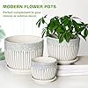 Hlukana Ceramic Plant Pots Set of 3, 6.75/5.6/4.2 inch Planters with Drainage Holes and Saucer, Flower Pots Outdoor Indoor, Modern Decorative Planters for House Plants Garden Planters Succulent Pots - Image 3