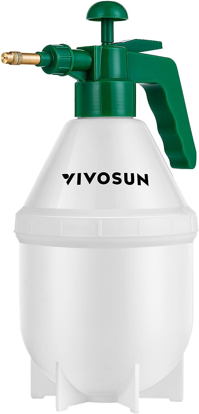 VIVOSUN 0.2 Gallon Handheld Garden Pump Sprayer, 27 oz Gallon Lawn & Garden Pressure Water Spray Bottle with Adjustable Brass Nozzle, for Plants and Other Cleaning Solutions (0.8L Green)