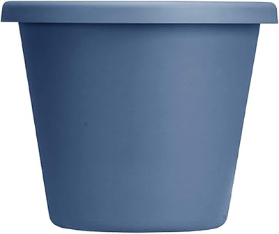 The HC Companies 24 Inch Round Classic Planter - Large Plastic Plant Pot for Indoor Outdoor Plants Flowers Herbs, Slate Blue