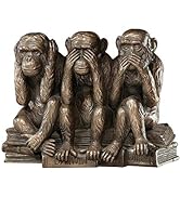 Design Toscano PD0093 Hear-No, See-No, Speak-No Evil Monkeys Animal Statue Three Truths of Man Fi...