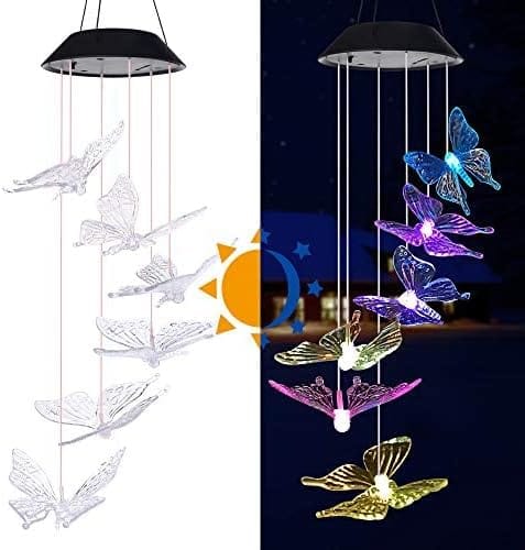 Campanilla de viento solar de colibrí al aire libre, regalo para papá, mamá, abuela, esposa, hija, hermana, tía, abuela, mujeres, decoración al aire libre para patio, jardinería - Image 37