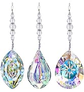 Crystal Suncatchers Hanging Crystals Rainbow 76mm Prisms Pendant with Chakra Beads for Window Dec...