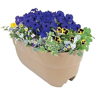 EMSCO Group Bloomers Railing Planter with Drainage Holes – 24" Weatherproof Resin Planter – Sand