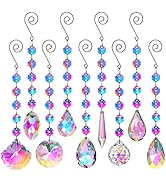 9pcs Rainbow Maker Crystal Window Hanging Suncatchers Ornament AB-Coating Crystal Octagonal Beads...