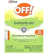 OFF! Botanicals Insect Repellent Wipes, Plant-Based Mosquito Repellent, 10 Count Individually Wra...