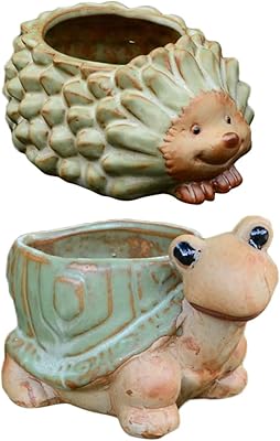 Amosfun 2pcs Little Turtle Flower Pot Garden Planters Succulent Flower Pot Mini Planter Outdoor Pots Small Ceramic Pots Planters for Indoor Plants Key Holder Ceramics Flowerpot Bonsai