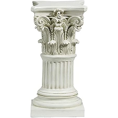 Design Toscano Corinthian Pedestal Column Plant Stand, Medium, 16 Inches Wide, 16 Inches Deep, 29 Inches High, Handcast Polyresin, Antique Stone Finish