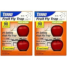 TERRO T2503SR Ready-to-Use Indoor Fruit Fly Killer and Trap with Built in Window - 4 Traps + 180 day Lure Supply