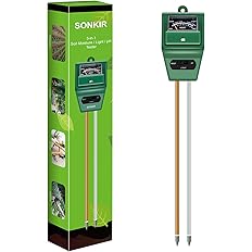 SONKIR Soil pH Meter, MS02 3-in-1 Soil Moisture/Light/pH Tester Gardening Tool Kits for Plant Care, Great for Garden, Lawn, F