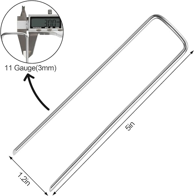 24 Pack Garden Stakes, U-Shaped Tent Stakes, Galvanized Landscape Staples, Ground Stakes, for Landscaping Securing Weed Barrier Fabric, Irrigation Tubing, Holding Fence, Tarpaulin - Image 2