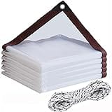 13x10 FT Clear Waterproof Tarps Heavy Duty Outdoor Garden Rainproof Covering, Thicken Waterproof Clear Tarp with Grommets, Cl