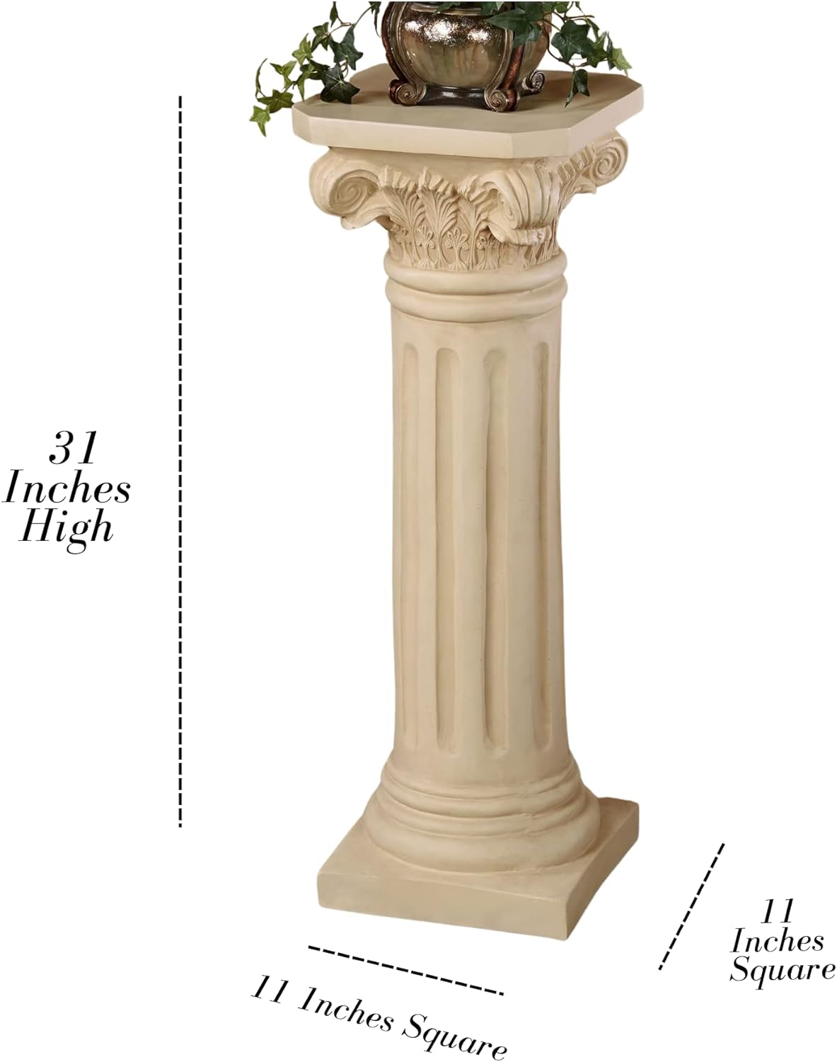 ouch of Class Classic Column Pedestal - Antique Ivory - Indoor, Outdoor - Made of Resin with Fiberglass - Roman Pillars for Table Sculptures, Statues, Vase, Garden - Image 2