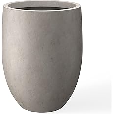 Kante 21.7" H Weathered Concrete Tall Planter, Large Outdoor Indoor Decorative Pot with Drainage Hole and Rubber Plug, Modern