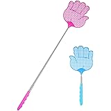 ILamourCar 2 Pieces Fly Swatter, Extendable Fly Swatter, Manual Fly Swatter, Fly Swatter for Flies, Mosquitoes and Insects (B