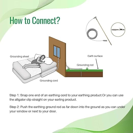Brass Ground Rod with 40ft Wire & Alligator Clip, Grounding Bar Earthing rod, Great to Use with Earthing Sheet, Grounding Mat, Pillowcase, Blankets(1 Pack) - Image 3